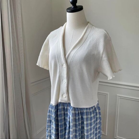 Vintage 80s 90s Barbara Lesser Maxi Dress Cottagecore Thermal Seersucker Cabinco - Picture 5 of 11